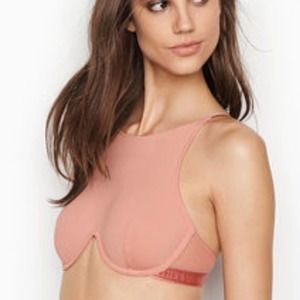 VS Logo Pink High Neck Bra